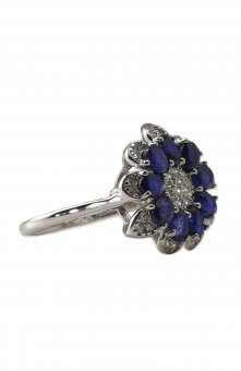 Inel din argint cu piatra safir si zirconiu