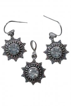 Set cercei si pandantiv din argint cu piatra naturala blue topaz