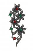Brosa din argint cu pietre marcasite si cuart
