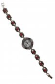 Ceas din argint cu pietre de radacina rubin, safir, smarald si marcasite