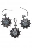 Set cercei si pandantiv din argint cu piatra naturala blue topaz